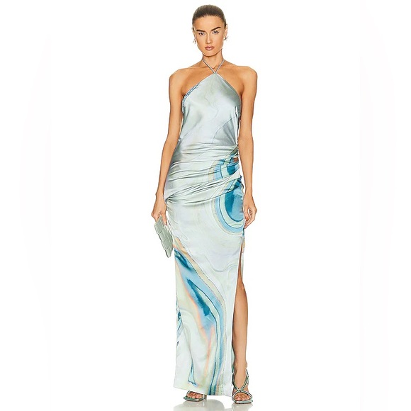 Simkhai Hansel Marble Printed Satin Gown - Picture 1 of 7